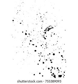 vector black monochrome ink paint splashes and splatters decorative realistic texture isolated on white background
