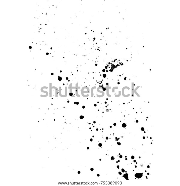 白い背景にベクター黒のモノクロインクペイントのスプラッシュとスプラッタの装飾的なリアルなテクスチャー のベクター画像素材 ロイヤリティフリー