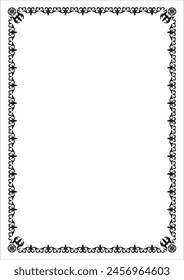 Vector black monochrome RECTANGULAR Kazakh national ornament. Ethnic pattern of the peoples of the Great Steppe, Mongols, Kyrgyz, Kalmyks, Buryats. RECTANGULAR frame border. For design and postcards