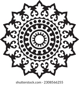 Vector black monochrome round ancient Byzantine ornament. Classical circle of the Eastern Roman Empire, Greece. Pattern motifs of Constantinople.
