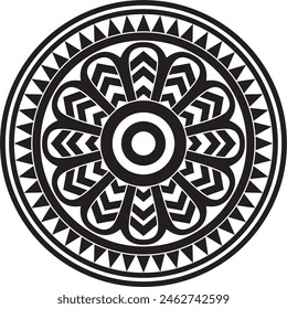 Vector black monochrome round ancient persian ornament. National Iranian circle of ancient civilization. Baghdad
