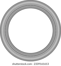 Vector black monochrome round classic greek meander ornament. Pattern, circle of Ancient Greece. Border, frame, ring of the Roman Empire.
