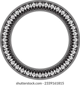 Vector black monochrome round classic greek meander ornament. Pattern, circle of Ancient Greece. Border, frame, ring of the Roman Empire.
