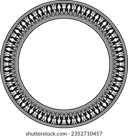 Vector black monochrome round classic greek meander ornament. Pattern, circle of Ancient Greece. Border, frame, ring of the Roman Empire.
