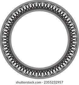 Vector black monochrome round classic greek meander ornament. Pattern, circle of Ancient Greece. Border, frame, ring of the Roman Empire.

