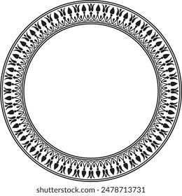 Vector black monochrome round classic greek meander ornament. Pattern, circle of Ancient Greece. Border, frame, ring of the Roman Empire.
