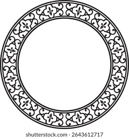 Vector black monochrome round classic renaissance ornament. Circle, ring, european border, revival style frame
