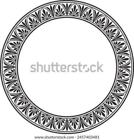 Vector black monochrome round classic greek meander ornament. Pattern, circle of Ancient Greece. Border, frame, ring of the Roman Empire.
