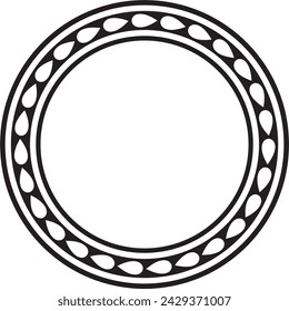 Vector black monochrome round Jewish ornament. Star of David. Semitic circle, ring. Jerusalem