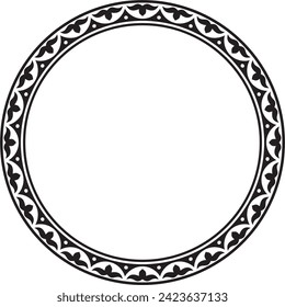 Vector black monochrome round Kazakh national ornament. Ethnic pattern of the peoples of the Great Steppe, 
Mongols, Kyrgyz, Kalmyks, Buryats. circle, frame border.