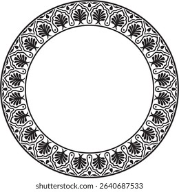 Vector black monochrome round national Indian ornament. Circle, ring, border, ethnic Hindu frame.

