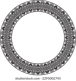 Anillo de ornamento redondo monocromo negro vectorial de la antigua Grecia. El marco clásico bordea el Imperio Romano.
