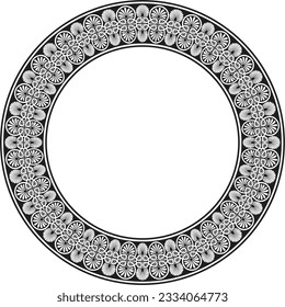 Vector black monochrome round ornament ring of ancient Greece. Classic pattern frame border Roman Empire.
