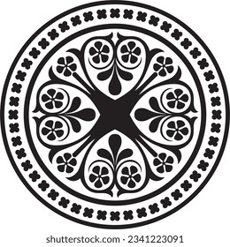 Vector black monochrome round ornament of ancient Greece. Classic circle pattern of the Roman Empire.
