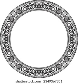 Vector black monochrome round ornament ring of ancient Greece. Classic pattern frame border Roman Empire.
