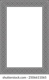 Marco de adorno nacional bielorruso cuadrado monocromo negro de Vector. Rectángulo de patrón étnico de los pueblos eslavos, ruso, ucraniano, serbio, polaco, búlgaro. Plantilla de punto de cruz
