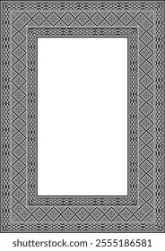 Vector black monochrome square belarusian national ornament frame. Ethnic pattern rectangle of Slavic peoples, Russian, Ukrainian, Serb, Pole, Bulgarian. Cross stitch template
