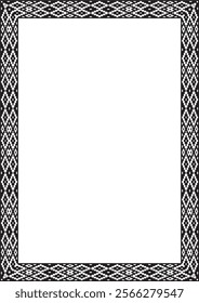 Vector black monochrome square belarusian national ornament frame. Ethnic pattern rectangle of Slavic peoples, Russian, Ukrainian, Serb, Pole, Bulgarian. Cross stitch template
