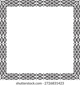 Vektor schwarz monochrome quadratischen weißrussischen nationalen Ornament Rahmen. Ethnisches Muster Rechteck der slawischen Völker, Russisch, Ukrainisch, Serben, Pole, Bulgarisch. Kreuzstichvorlage
