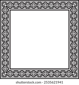 Vector black monochrome square classic renaissance ornament. Rectangle, european border, revival style frame
