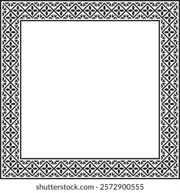 Vector black monochrome square classic renaissance ornament. Rectangle, european border, revival style frame
