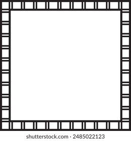 Vector black monochrome square Egyptian ornament. Rectangle, frame, ancient Egypt.Pattern of lotus flowers and sun. Template for stained glass
