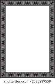 Vector black monochrome square Egyptian ornament. Rectangle, frame, ancient Egypt.Pattern of lotus flowers and sun. Template for stained glass
