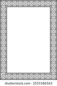 Vector black monochrome square gothic ornament. Medieval European silhouette, rectangle, border. Classic pattern of the Germans, Angles, Saxons, Franks.
