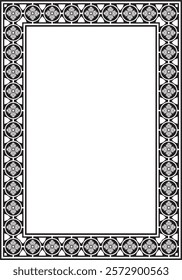 Vector black monochrome square gothic ornament. Medieval European silhouette, rectangle, border. Classic pattern of the Germans, Angles, Saxons, Franks.
