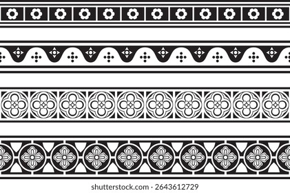 Vetor preto monocromático ornamento gótico quadrado. Silhueta europeia medieval, retângulo, borda. Padrão clássico dos alemães, anglos, saxões, francos.
