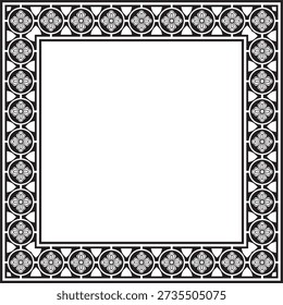 Vector black monochrome square gothic ornament. Medieval European silhouette, rectangle, border. Classic pattern of the Germans, Angles, Saxons, Franks.
