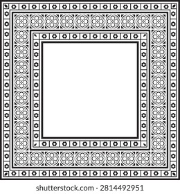 Vector black monochrome square gothic ornament. Medieval European silhouette, rectangle, border. Classic pattern of the Germans, Angles, Saxons, Franks.
