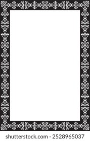 Vector black monochrome square Kazakh national ornament. Ethnic pattern of the peoples of the Great Steppe,
