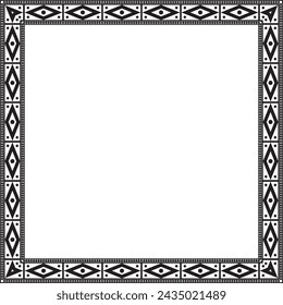 Vector black monochrome square national Indian patterns. National ethnic ornaments, borders, frames. colored decorations of the peoples of South America, Maya, Inca, Aztecs.
