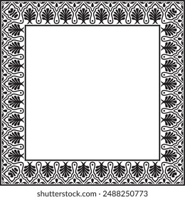 Vector black monochrome square national Indian ornament. Rectangle, border, ethnic Hindu frame.
