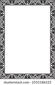 Vector black monochrome square stencil classic byzantine ornament. Rectangle, border, Ancient Greece, Eastern Roman Empire frame. Decoration of the Russian Orthodox Church
