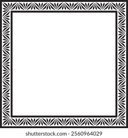 Vector black monochrome square stencil classic byzantine ornament. Rectangle, border, Ancient Greece, Eastern Roman Empire frame. Decoration of the Russian Orthodox Church
