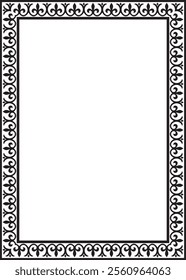 Vector black monochrome square stencil classic byzantine ornament. Rectangle, border, Ancient Greece, Eastern Roman Empire frame. Decoration of the Russian Orthodox Church
