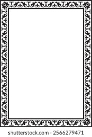 Vector black monochrome square stencil classic byzantine ornament. Rectangle, border, Ancient Greece, Eastern Roman Empire frame. Decoration of the Russian Orthodox Church
