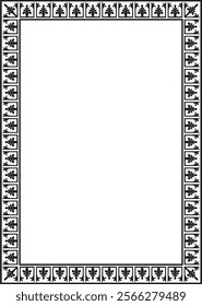 Vector black monochrome square stencil classic byzantine ornament. Rectangle, border, Ancient Greece, Eastern Roman Empire frame. Decoration of the Russian Orthodox Church
