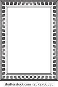 Vector black monochrome square stencil classic byzantine ornament. Rectangle, border, Ancient Greece, Eastern Roman Empire frame. Decoration of the Russian Orthodox Church
