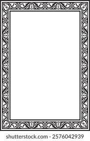 Vector black monochrome square stencil classic byzantine ornament. Rectangle, border, Ancient Greece, Eastern Roman Empire frame. Decoration of the Russian Orthodox Church
