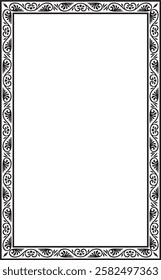 Vector black monochrome square stencil classic byzantine ornament. Rectangle, border, Ancient Greece, Eastern Roman Empire frame. Decoration of the Russian Orthodox Church
