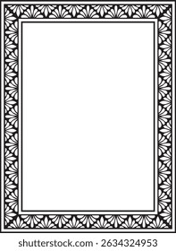 Vetor preto monocromático quadrado estêncil clássico ornamento bizantino. Retângulo, fronteira, Grécia Antiga, quadro Império Romano do Leste. Decoração da Igreja Ortodoxa Russa
