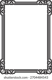 Vetor preto monocromático quadrado estêncil clássico ornamento bizantino. Retângulo, fronteira, Grécia Antiga, quadro Império Romano do Leste. Decoração da Igreja Ortodoxa Russa
