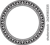 Vector black monochrome stencil round classic byzantine ornament. Circle, ring, border, Ancient Greece, Eastern Roman Empire frame. Decoration of the Russian Orthodox Church
