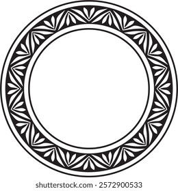 Vector black monochrome stencil round classic byzantine ornament. Circle, ring, border, Ancient Greece, Eastern Roman Empire frame. Decoration of the Russian Orthodox Church

