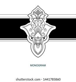 vector black monogram with black strip of different thickness