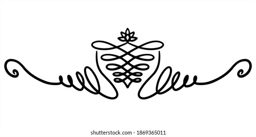 vector black monogram with a thin line for Valentine's day, birthday, mother's day, the 8 March. Vintage with swirls for decoration of festive products, web, menus, labels.