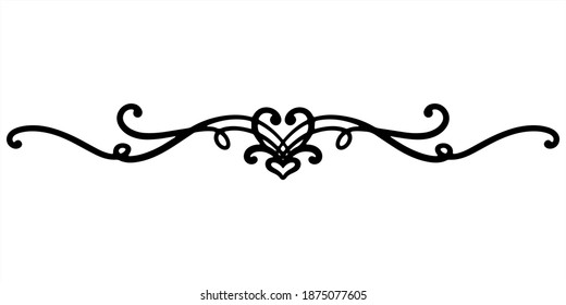Vector Black Monogram Thin Line Valentines Stock Vector (Royalty Free ...